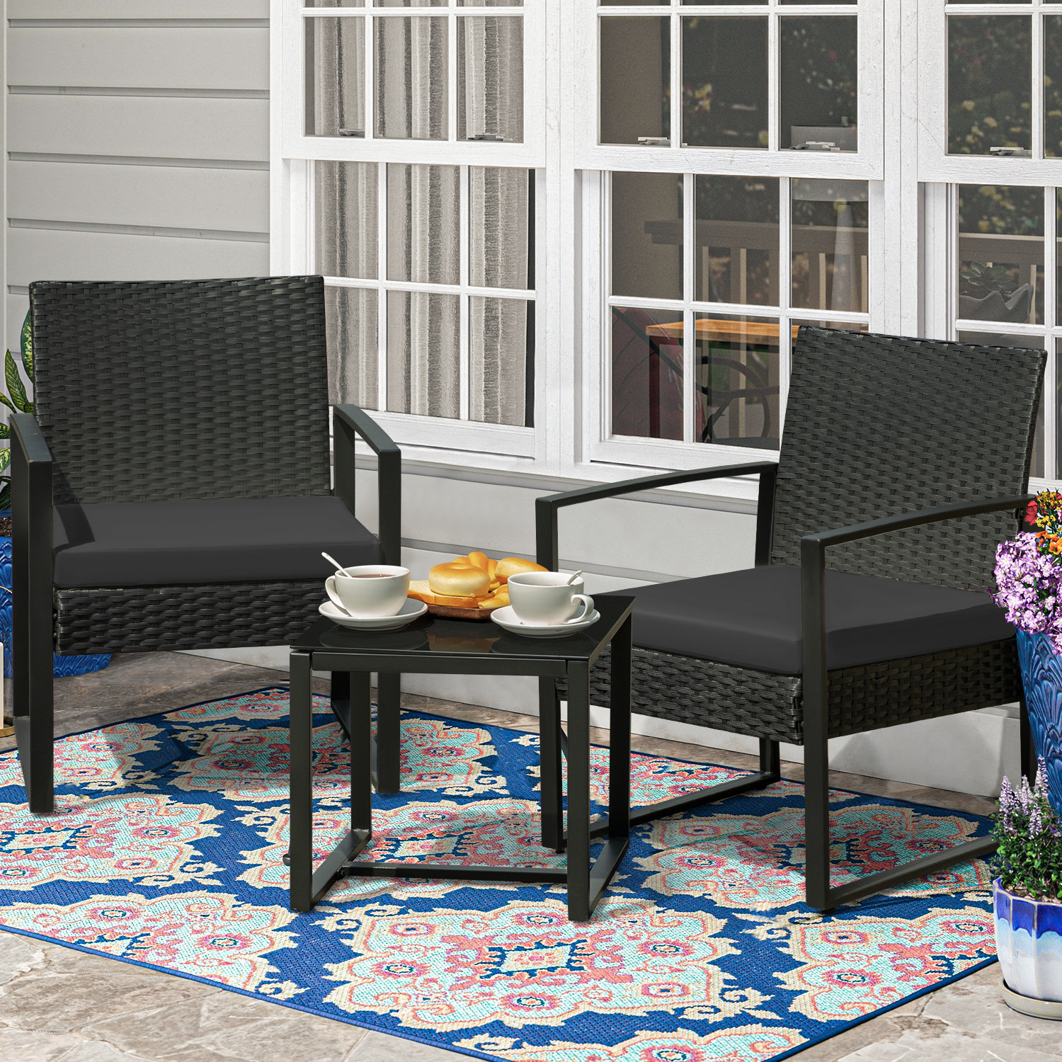 Ebern Designs Moncure 3 Piece Seating Group with Cushions Reviews Wayfair